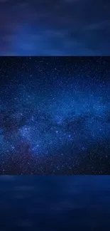 Deep blue galaxy stars wallpaper for mobile.