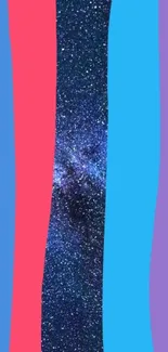 Vibrant galaxy wallpaper with colorful cosmic stripes.