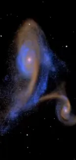 Beautiful galaxy swirl nebula with a starry black background.