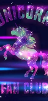 Galaxy-themed unicorn wallpaper with vibrant colors and sparkling stars.