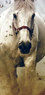 Galloping horse in an action-packed mobile wallpaper.