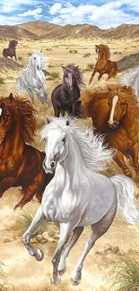 Dynamic desert horses galloping mobile wallpaper.