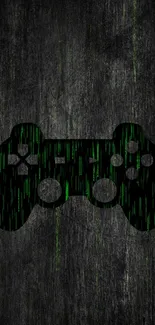 Grunge-style game controller mobile wallpaper with green highlights.