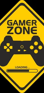 Gamer Zone mobile wallpaper with game controller on yellow background.