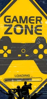 Gamer Zone sign with silhouetted figures and loading bar.