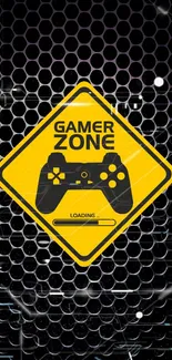 Gamer Zone sign with controller on a futuristic background.