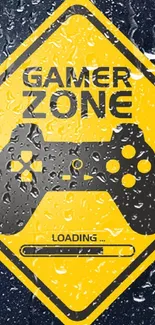 Gamer Zone sign with controller on starry space background.