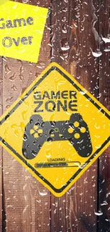 Gamer Zone sign on wooden background wallpaper.