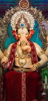 Vibrant Ganesh mobile wallpaper featuring intricate design.