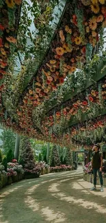 Enchanting floral canopy over garden path.