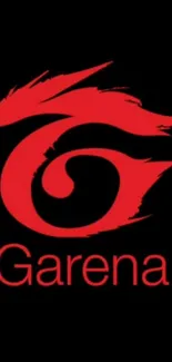 Garena logo in red on a black background mobile wallpaper.