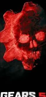 Gears 5 wallpaper featuring red skull design on black background.