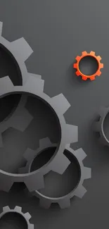 Dark background with interlocking gears and a standout orange gear.