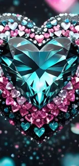 A sparkling gem heart design with vibrant colors.