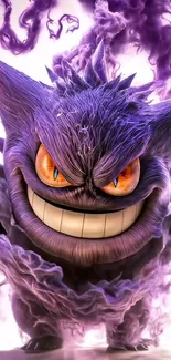 Gengar-inspired purple wallpaper with vibrant details