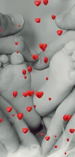 Soft focus image of baby feet cradled gently by parent's hands, symbolizing love and care.