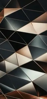 3D geometric abstract wallpaper with bronze gradient patterns.