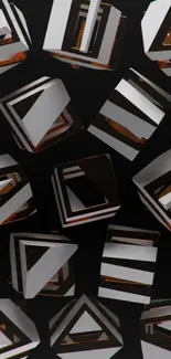 3D geometric cubes with a black background