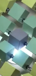 3D geometric cubes in pastel colors.