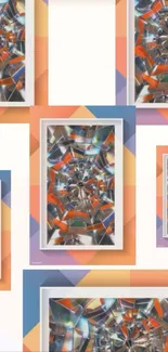 Geometric abstract art wallpaper with vibrant colors.