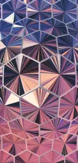 Abstract geometric art wallpaper with vibrant colors and hexagonal patterns.