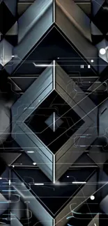 Geometric abstract wallpaper with black and gray design.