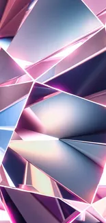 Colorful geometric abstract wallpaper with shades of blue and pink.