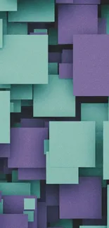 Geometric wallpaper with teal and purple 3D cubes, perfect for mobile.