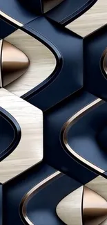 3D geometric metallic wallpaper design with abstract style.