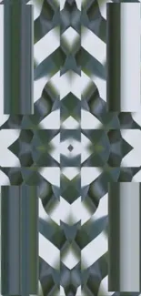 Modern geometric abstract pattern in greenish-gray tones.