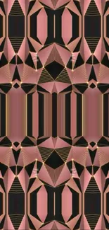 Abstract rose gold and black geometric pattern.