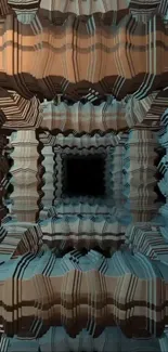 Abstract 3D geometric tunnel illusion art.