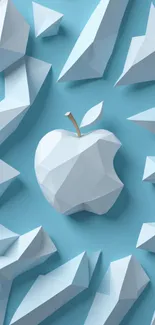 Geometric apple with blue background wallpaper.