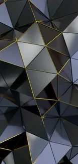 Geometric black and gold mobile wallpaper with polygonal design.