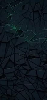 3D geometric black wallpaper with green highlights