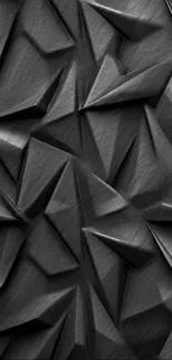 3D black geometric mobile wallpaper with textured shapes.