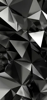 Geometric black abstract wallpaper with intricate patterns.