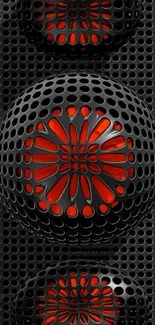 Black and red geometric pattern wallpaper.
