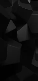 Black 3D geometric shapes mobile wallpaper with a modern abstract design.