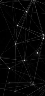 Black geometric wallpaper with glowing lines and nodes on a dark background.