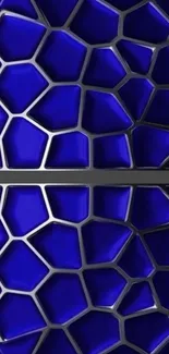 Geometric blue abstract wallpaper with honeycomb pattern.