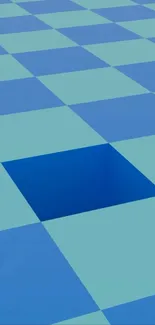 Geometric blue checkered pattern wallpaper