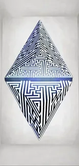 Geometric blue diamond maze design on phone wallpaper.