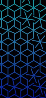 Geometric blue gradient wallpaper with line patterns.