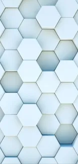 A light blue geometric hexagon pattern wallpaper for mobile screens.