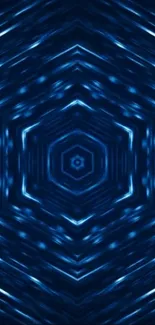 Dark blue geometric pattern wallpaper for mobile devices.