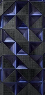 Geometric blue pattern with triangular designs.