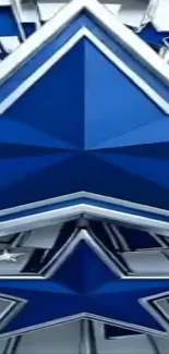 Blue geometric star pattern wallpaper for mobile phones.