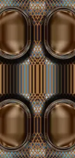 A geometric mobile wallpaper with brown patterns and abstract design.