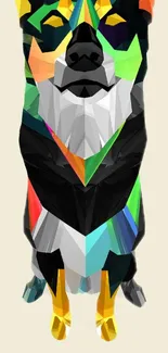 Vibrant geometric dog artwork wallpaper with bright colors for mobile displays.